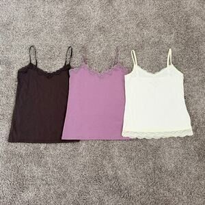 Ann Taylar LOFT Lot of 3 Lace Camisoles Tanks Adjustable Straps Women's Small
